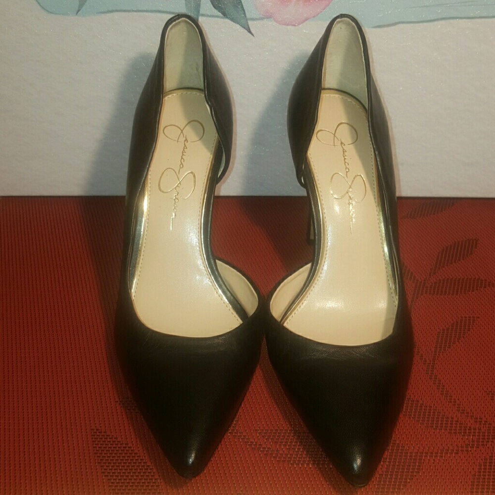 Jessica Simpson Black Leather Heels